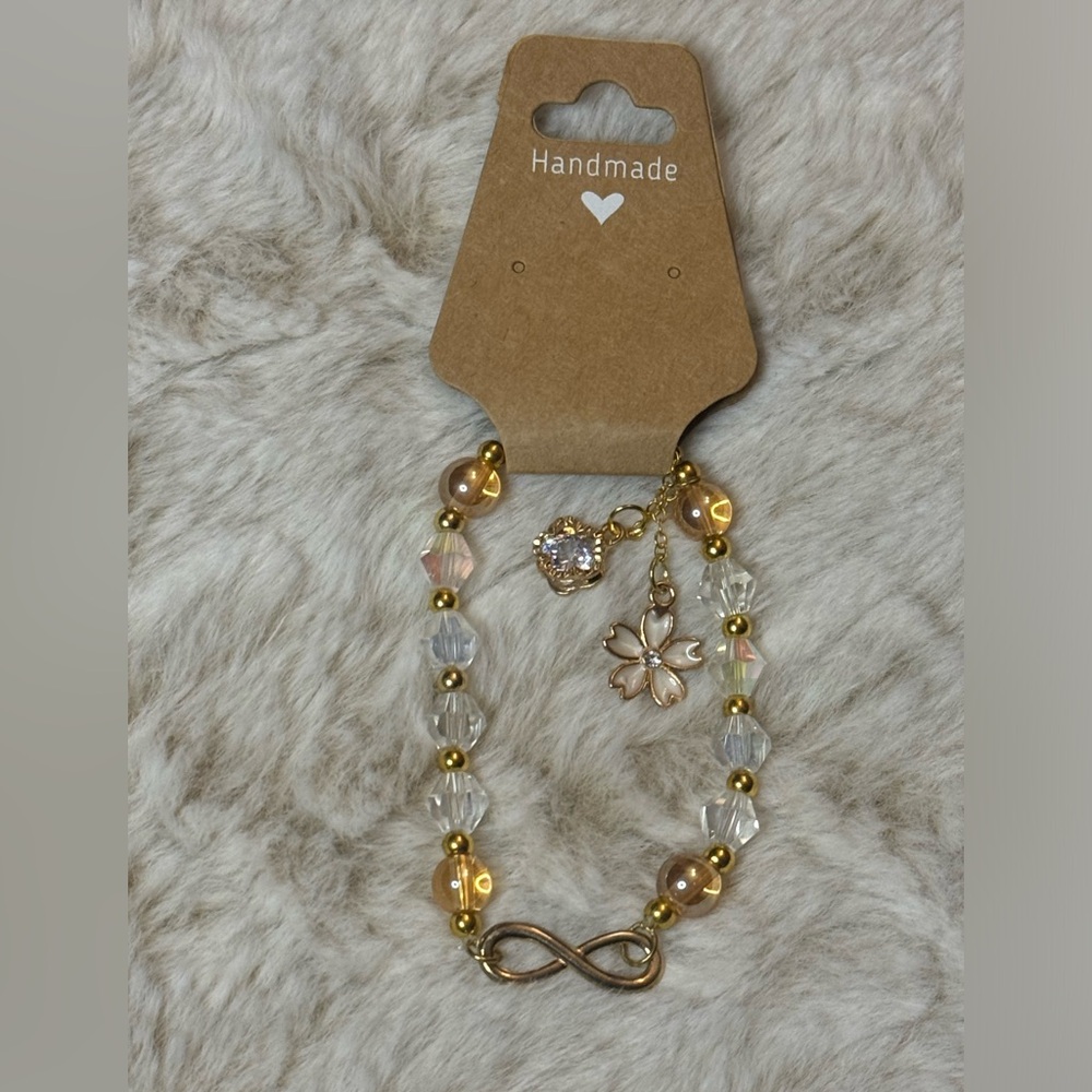 Infinite Glass Bead Bracelet with Charms